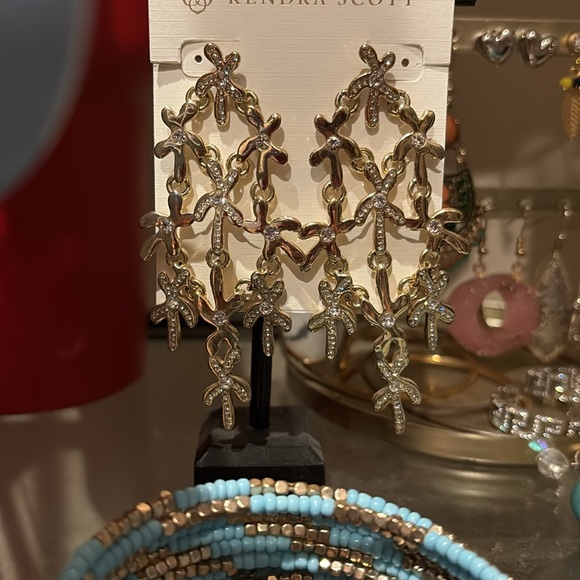 Faux Gold and Crystal statement earrings - Picture 10 of 10